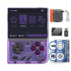 FINGEREVO Miyoo Mini Plus OnionOS 3.5-inch display with crisp retro visuals.