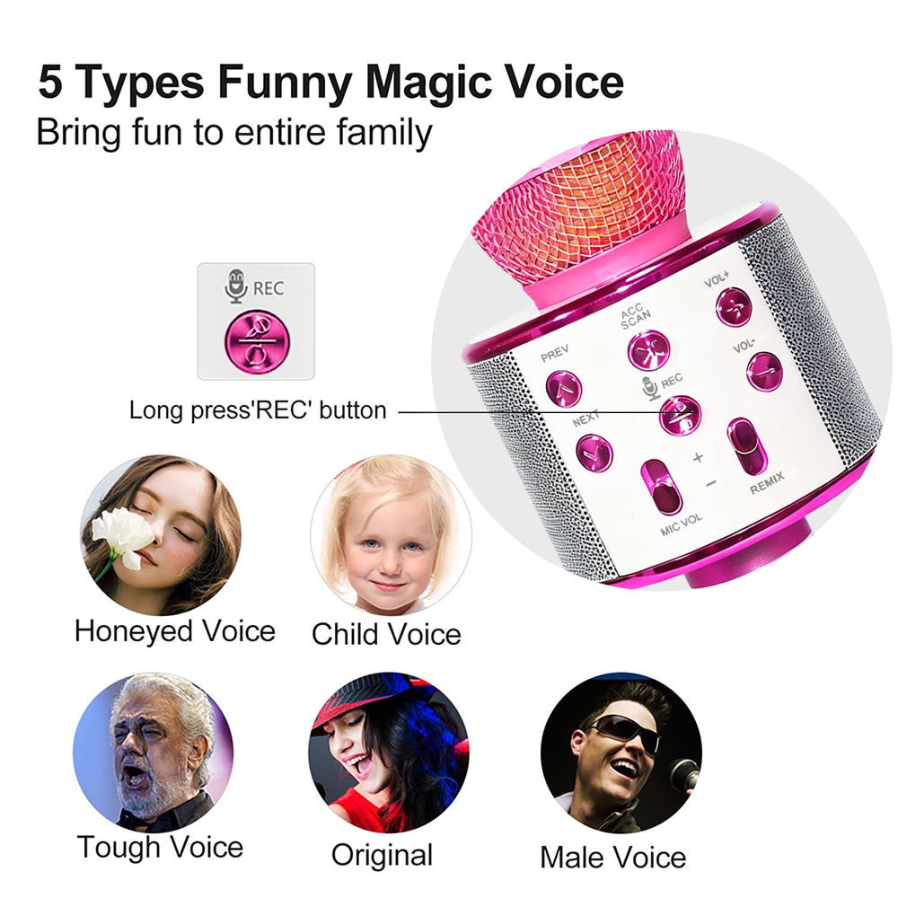 FINYIORE Kids Karaoke Microphone held by a child for portable fun.