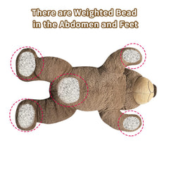 Fiosnow weighted brown bear side view highlighting secure pressure for restful moments
