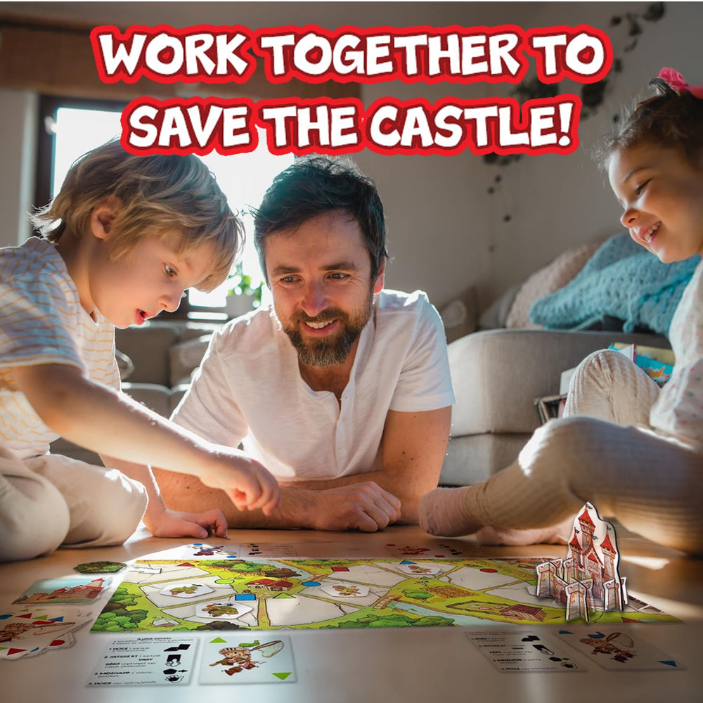 Castle Panic board setup in bright colors for quick rounds