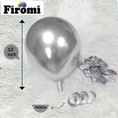 Firomi silver chrome latex balloons ideal for arches and outdoor decor