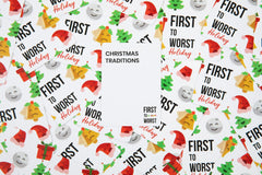 FIRST TO WORST Holiday Edition ages 8+ suitable for family game nights.