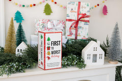 FIRST TO WORST Holiday Edition box showcases the festive party game for gatherings.