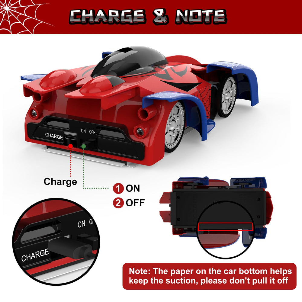 FirYawee Wall Climber RC Car performing 360° rotation on smooth surface