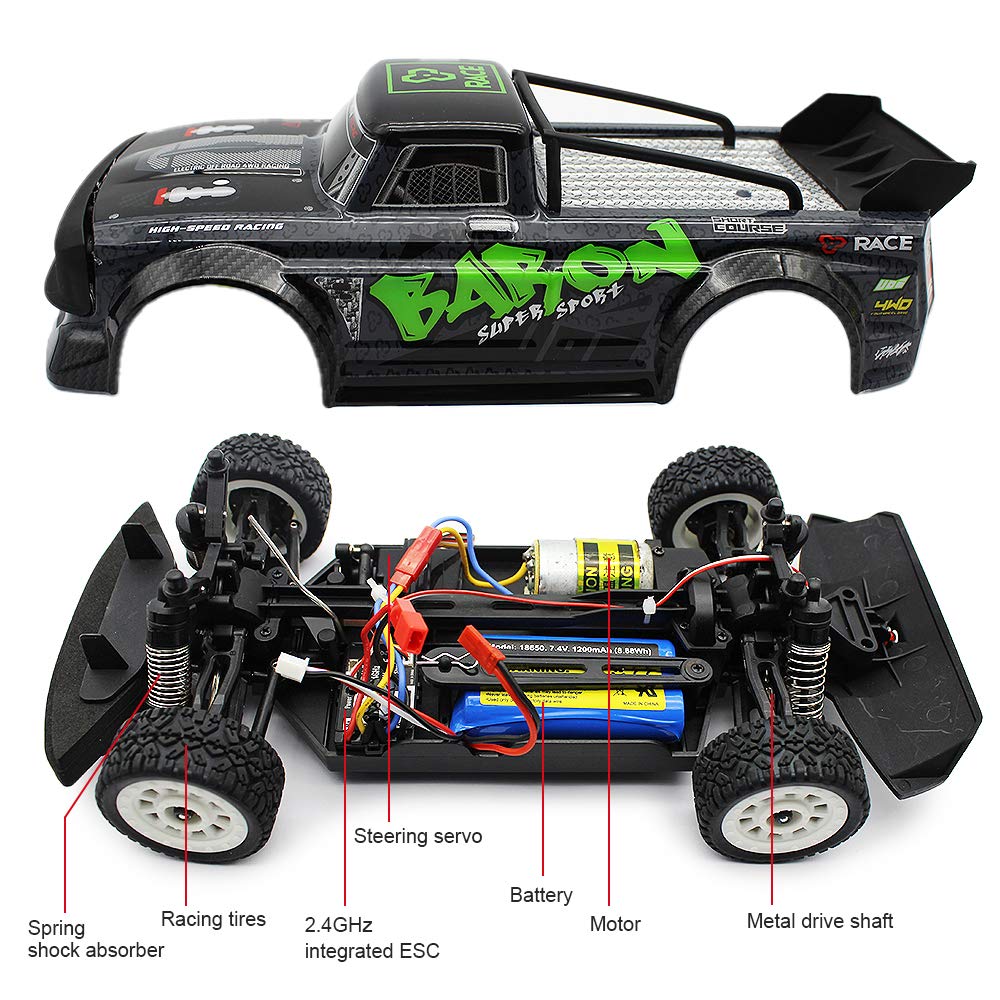 Fisca 1/16 RC car indoor drifting tire set in action