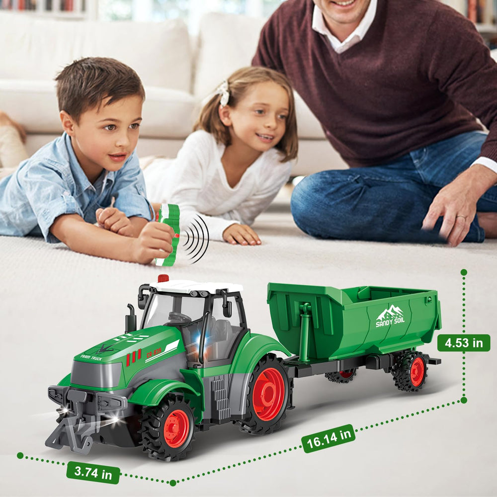 fisca dump trailer tipping action for realistic farm play scenarios