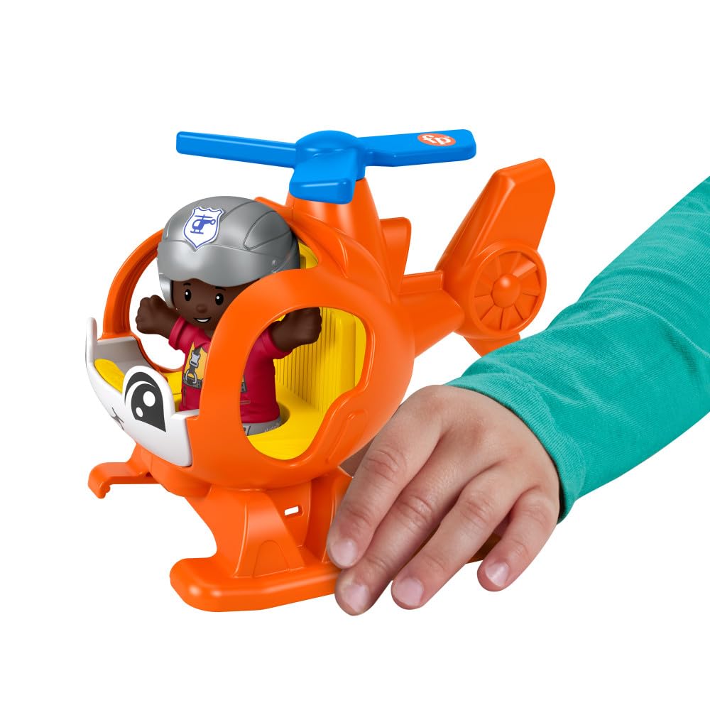 Fisher-Price Little People helicopter cockpit bright colors spark sensory exploration.