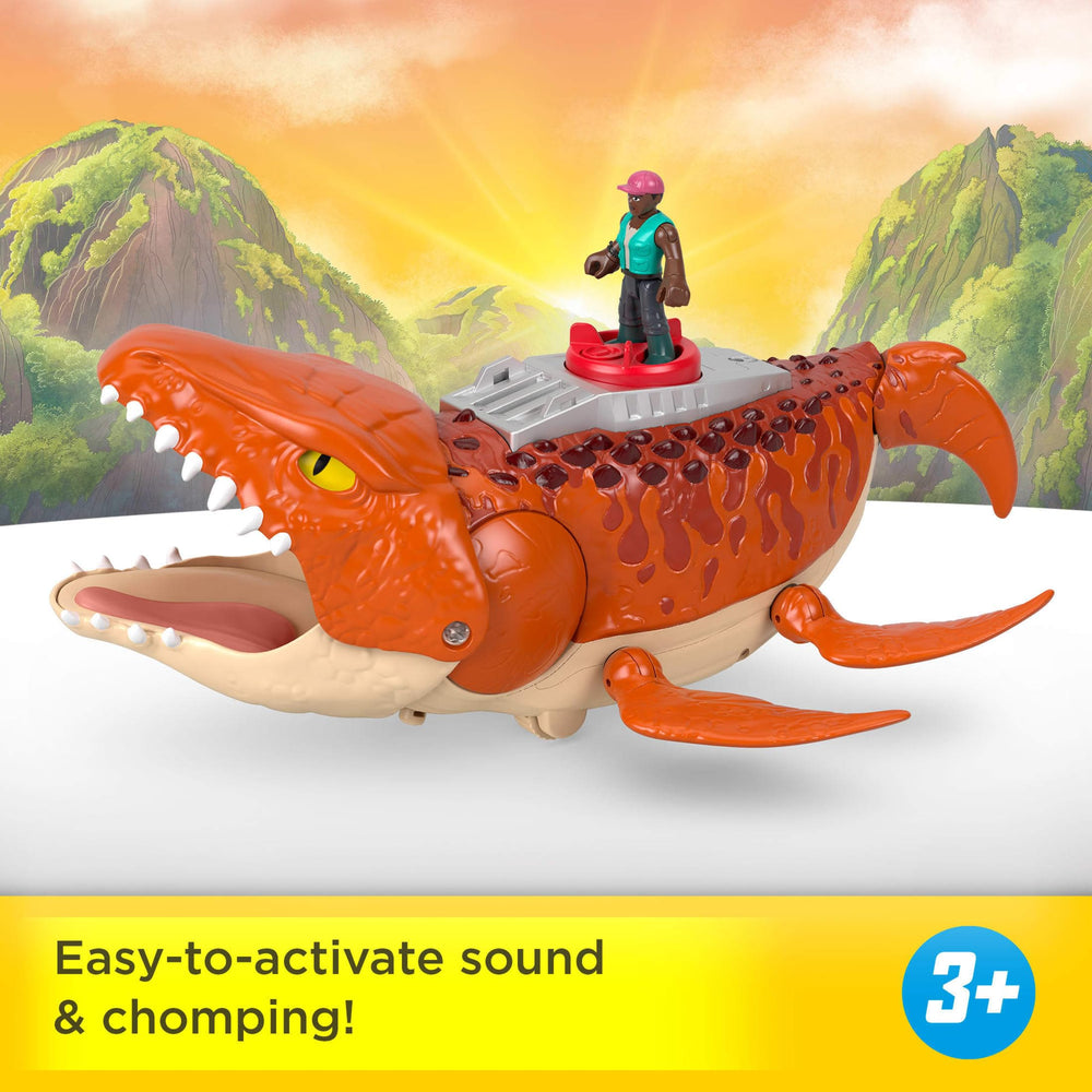 Fisher-Price Imaginext Aquachomp patrol boat launcher adds action-packed adventures.
