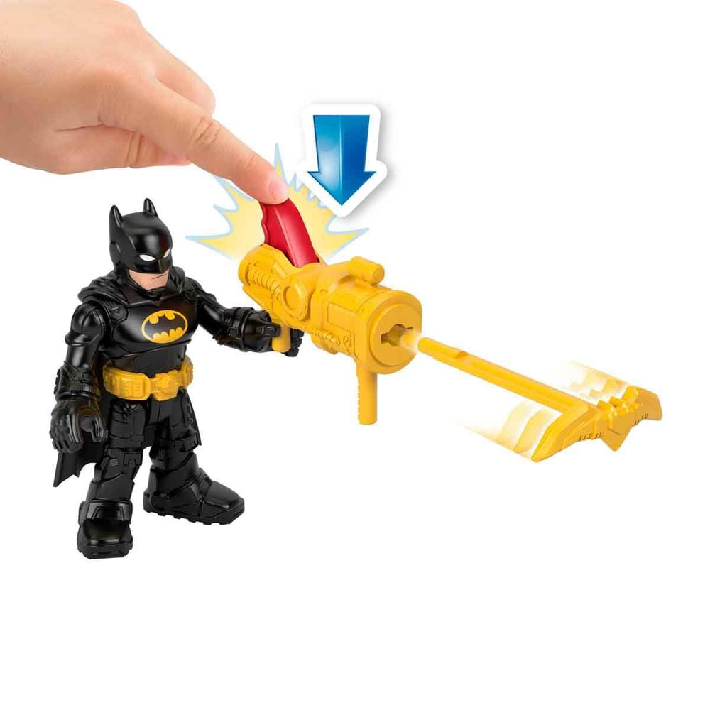 Fisher-Price Imaginext Batman figure is poseable for dynamic scenes.