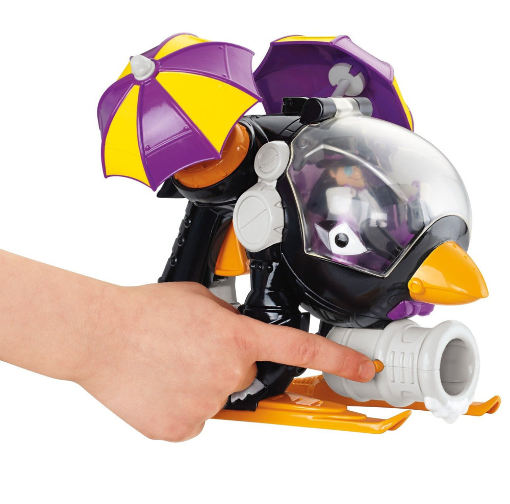 Icy penguin projectile propels play moments with a harmless, fun twist
