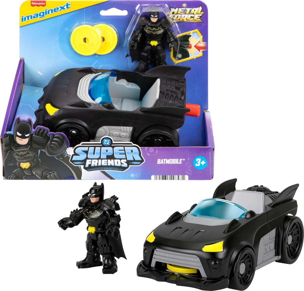 Fisher-Price Imaginext Batmobile toy car with launcher for action-packed play