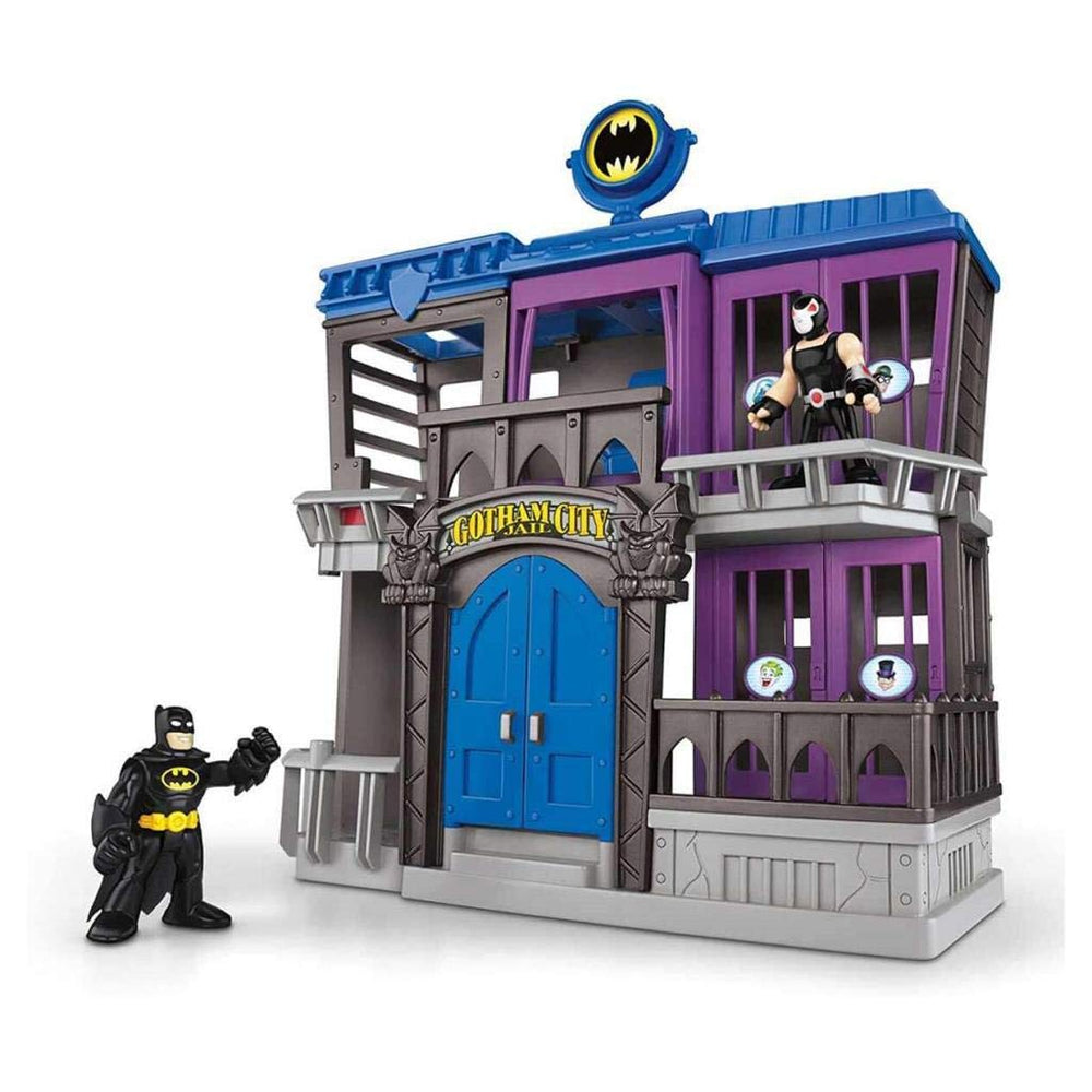 Fisher-Price Imaginext Gotham City Jail Bane figure glowing red eyes during power-up