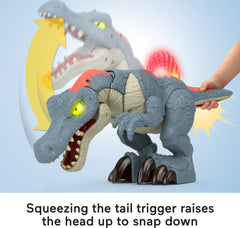 Spinosaurus with fins lights and glowing eyes to enhance playtime realism.