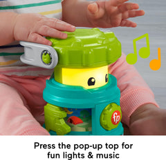 Fisher-Price Laugh & Learn Camping Fun Lantern pop-top activation lights and music.
