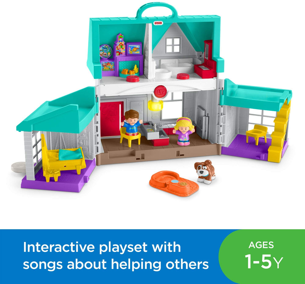 Fisher-Price Little People Big Helpers Home playset dog figure included for care-themed play.