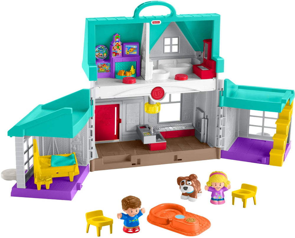 Fisher-Price Little People Big Helpers Home playset opens for 360-degree imaginative play.