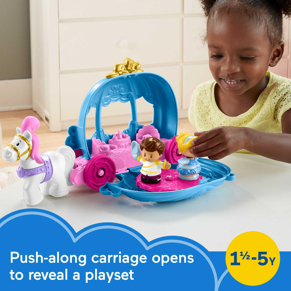 Fisher-Price Little People Cinderella’s Dancing Carriage opens to reveal a ballroom playset.