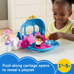 Fisher-Price Little People Cinderella’s Dancing Carriage opens to reveal a ballroom playset.