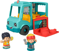 Fisher-Price Little People food truck push-along with music for imaginative play.