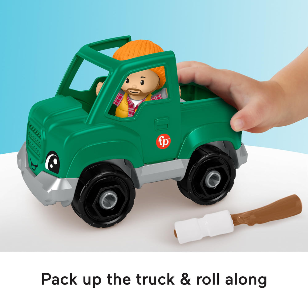 Fisher-Price Little People Time to Camp push-along truck supports portable play and adventure.