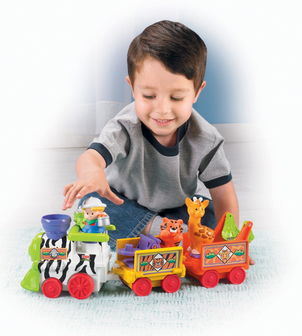 Fisher-Price rolling train with spinning animal figures