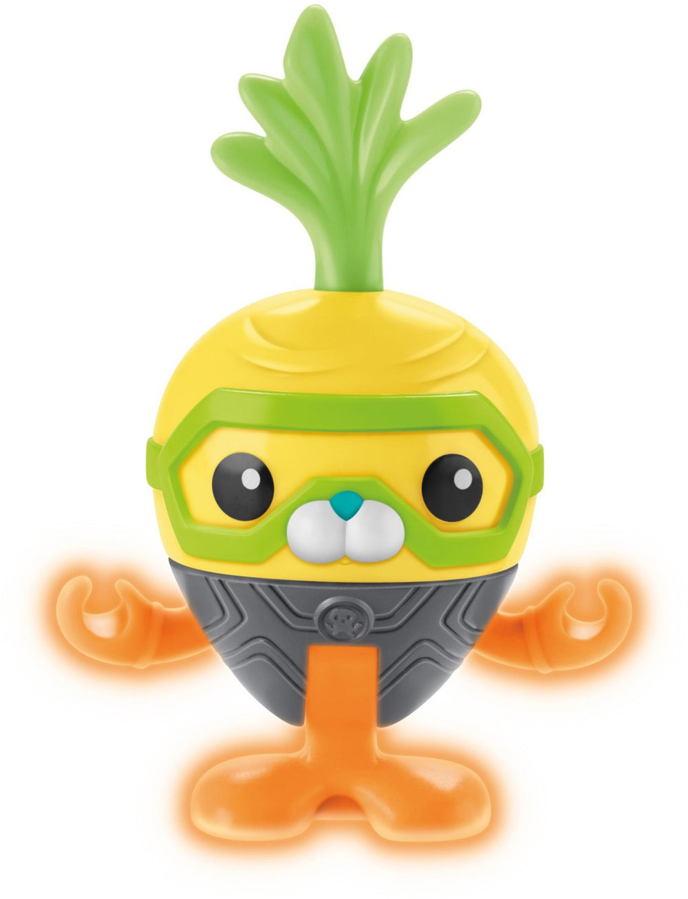 Fisher-Price Octonauts Kwazii figure with green glow-in-the-dark suit for night adventures.