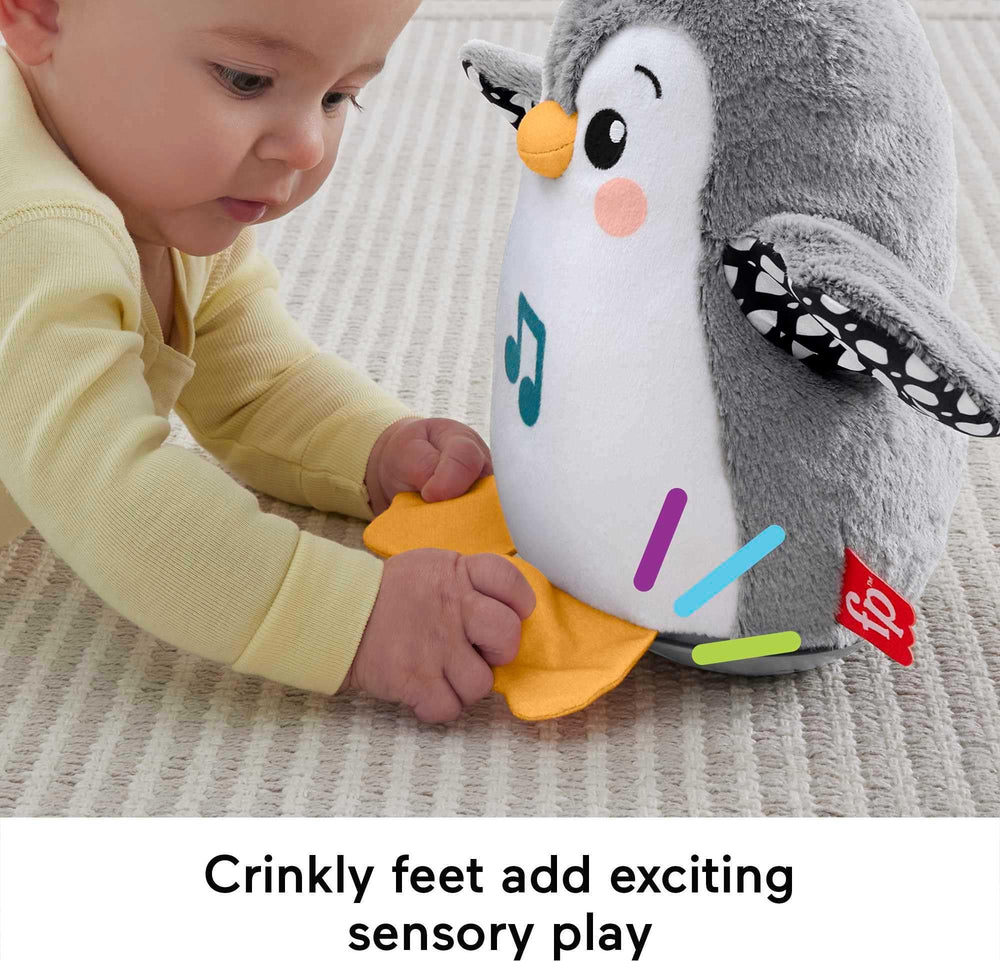 High-contrast penguin patterns to support early visual development.