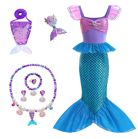 Fishkidtail princess mermaid dress worn by a child