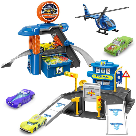 Fistone Kids parking and car wash playset main scene for imaginative traffic play.