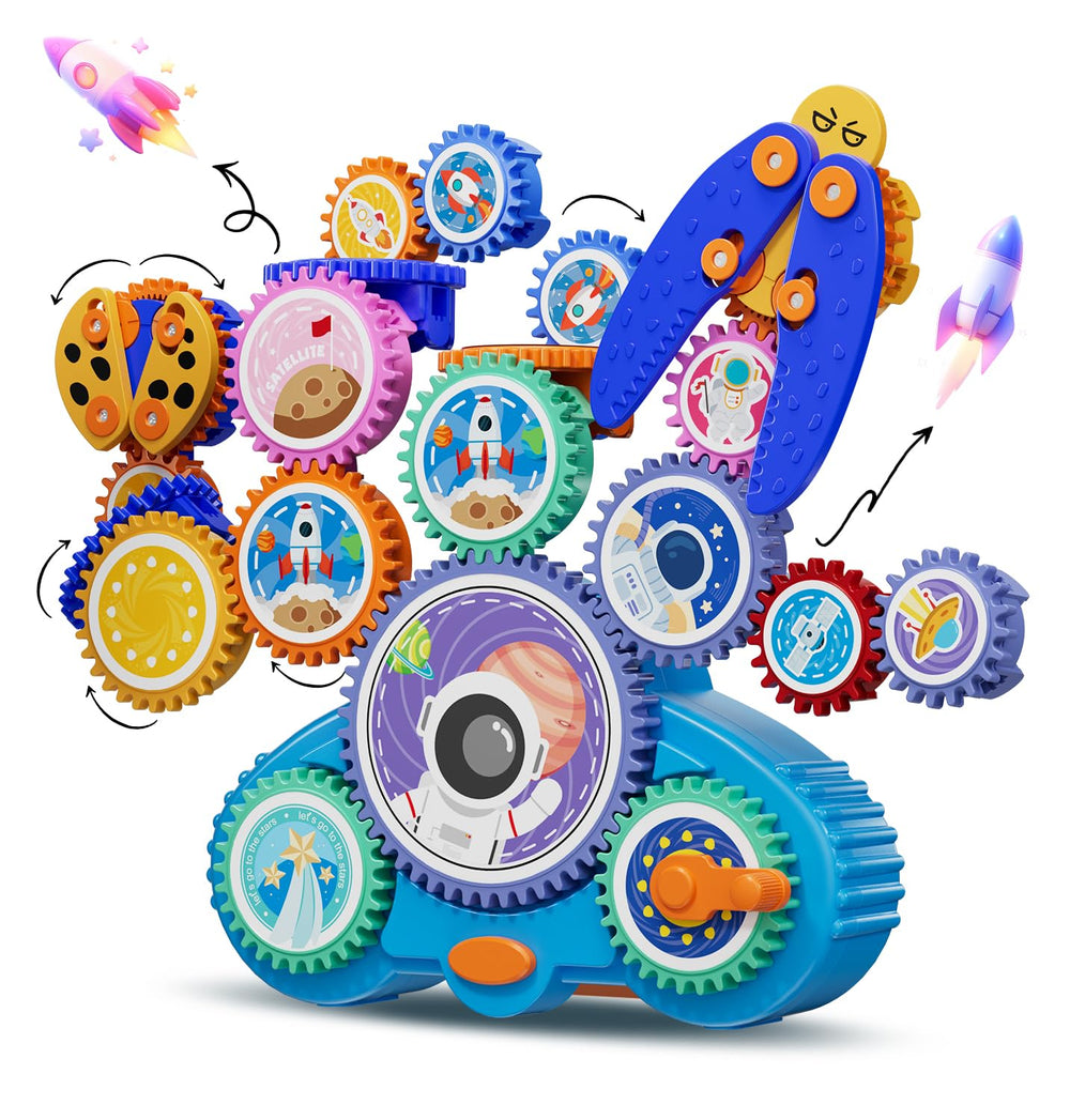 Fivoro STEM gears 18-piece assembly for creative problem solving.