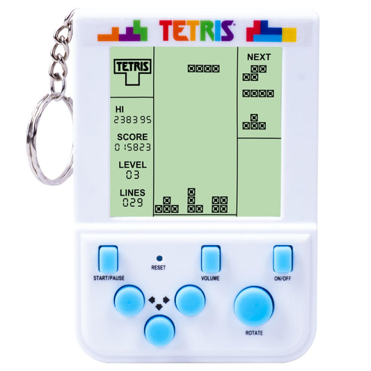 Fizz Creations Tetris keyring arcade front view shows portable retro gaming on the go.