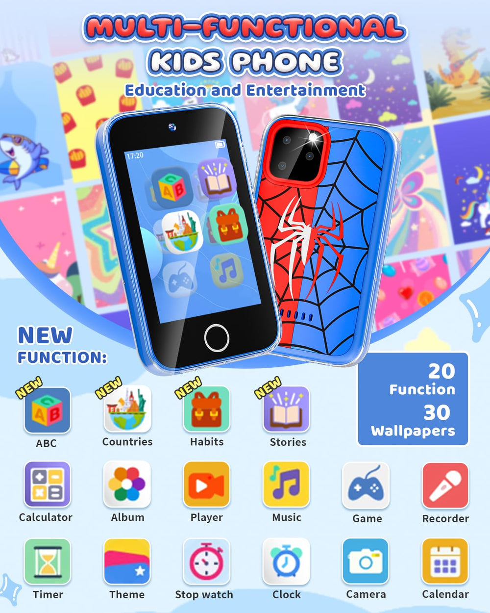FKATEEN Kids Phone 3.5-inch dual camera enables kids to capture playful moments.