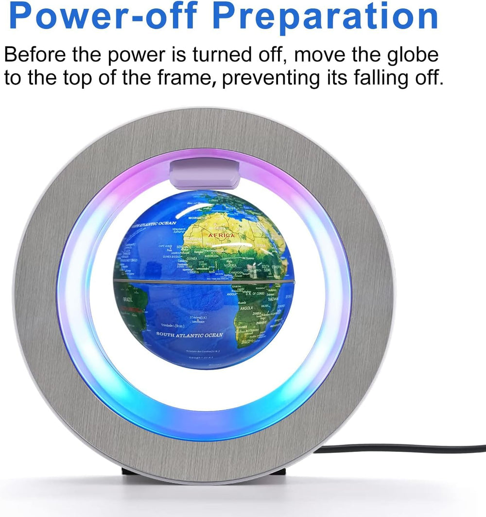 Flagest floating globe on a desk setup for a modern workspace.