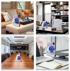 Flagest levitation globe includes a pen for quick notes.