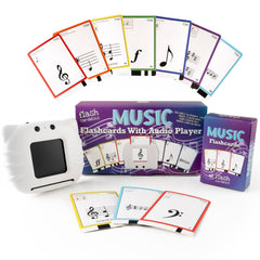 Flashcardables device interface enables interactive music theory practice anywhere.