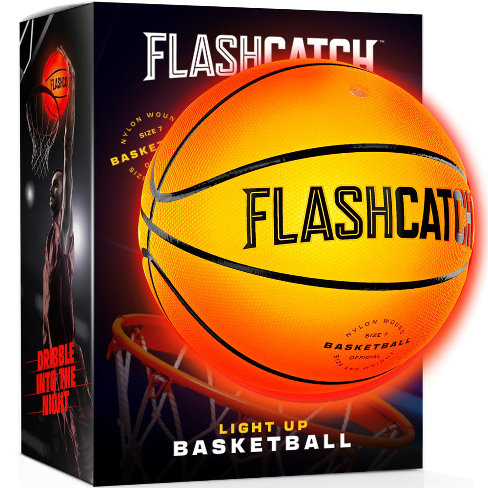 FlashCatch light-up basketball glows with every bounce for night play.