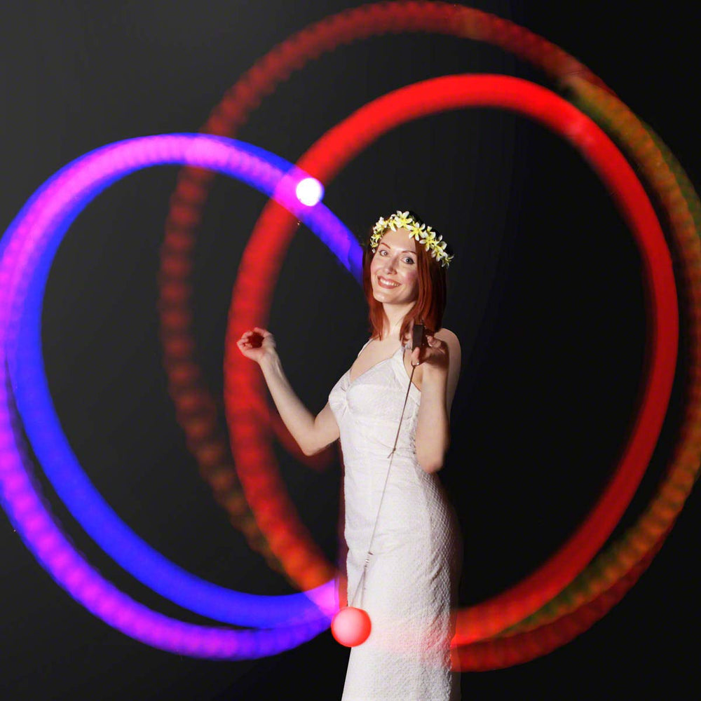 FlashingBlinkyLights LED Poi Ball features black string and grip-friendly design for easy control