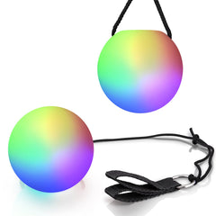 FlashingBlinkyLights LED Poi Ball in a night rave scene demonstrates vivid color in motion