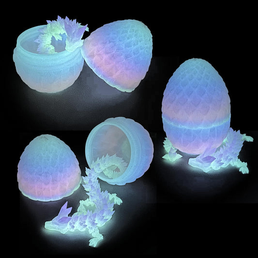 Flavery dragon in egg glows rainbow for vibrant desk decor.