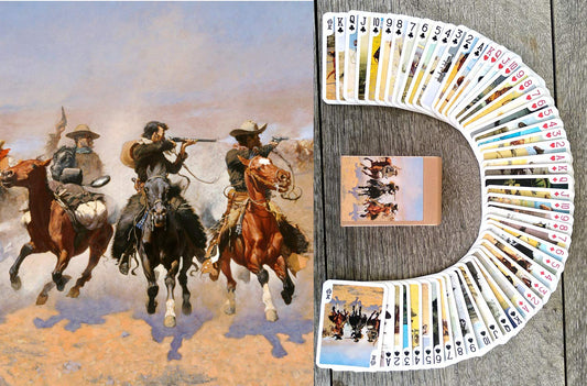 FLONZGIFT Wild West playing cards box art evokes vintage cowboy vibes for game nights.