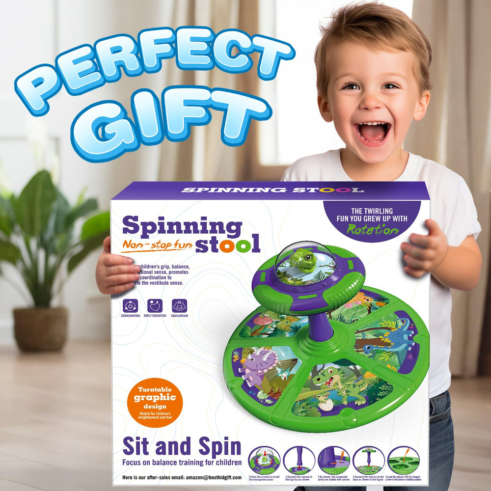 Flooyes dinosaur sit-and-spin toy makes a great indoor gift for 1–4 year-olds.
