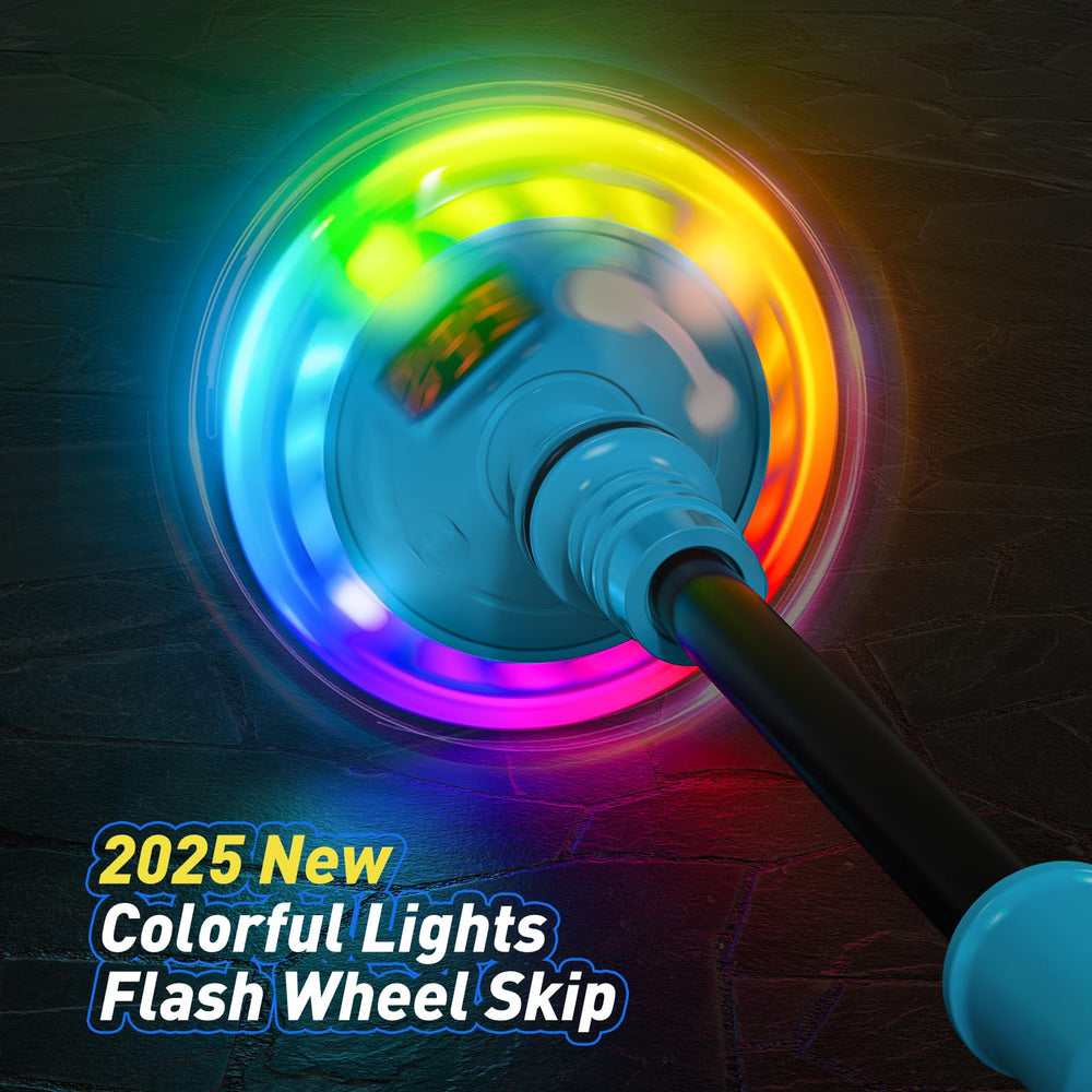 Flooyes Skip Ball with colorful wheels lighting up play