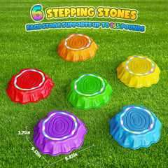 Flooyes stepping stones help kids practice balance during active play.