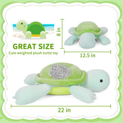 Florviv weighted turtle plush fabric close-up emphasizes skin-friendly plush texture.