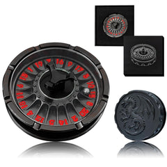 FLUEFOWL g20 roulette dice spinner close-up with dragon scales for tactile feedback.