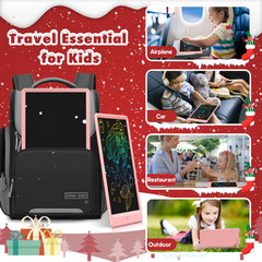 FLUESTON kids using tablet during travel for mess-free learning.