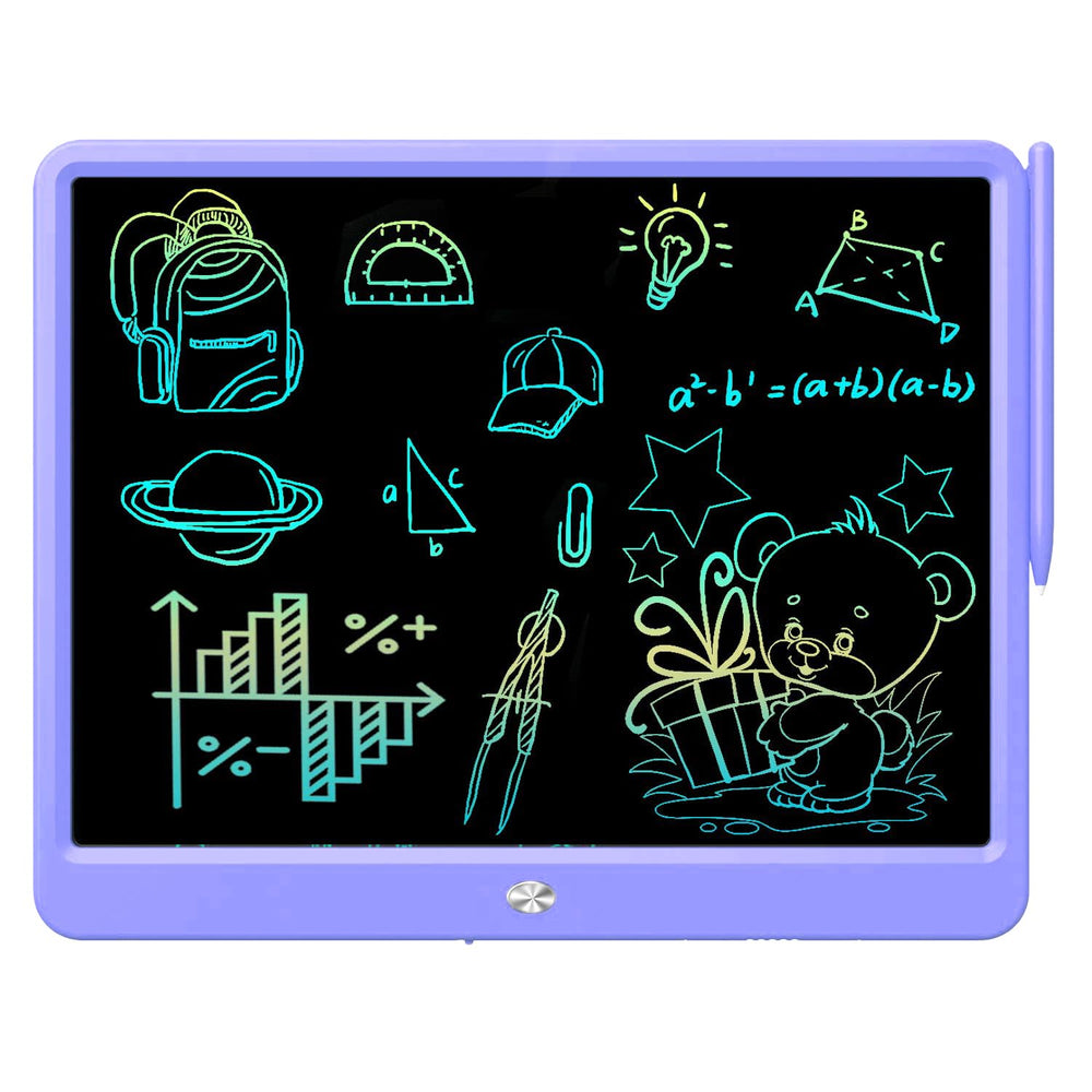 FLUESTON LCD writing tablet front view with colorful doodles for kids