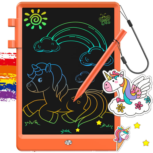 FLUESTON LCD writing tablet front view showing a compact kid-friendly design for on the go drawing