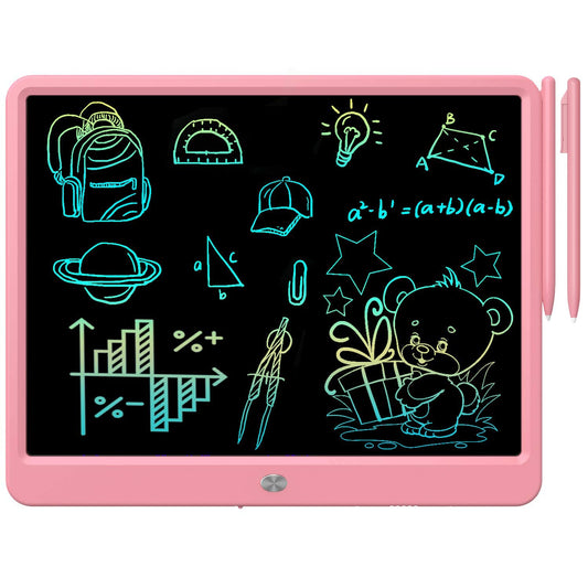 FLUESTON LCD Writing Tablet pink doodle board for kids' colorful, mess-free drawings