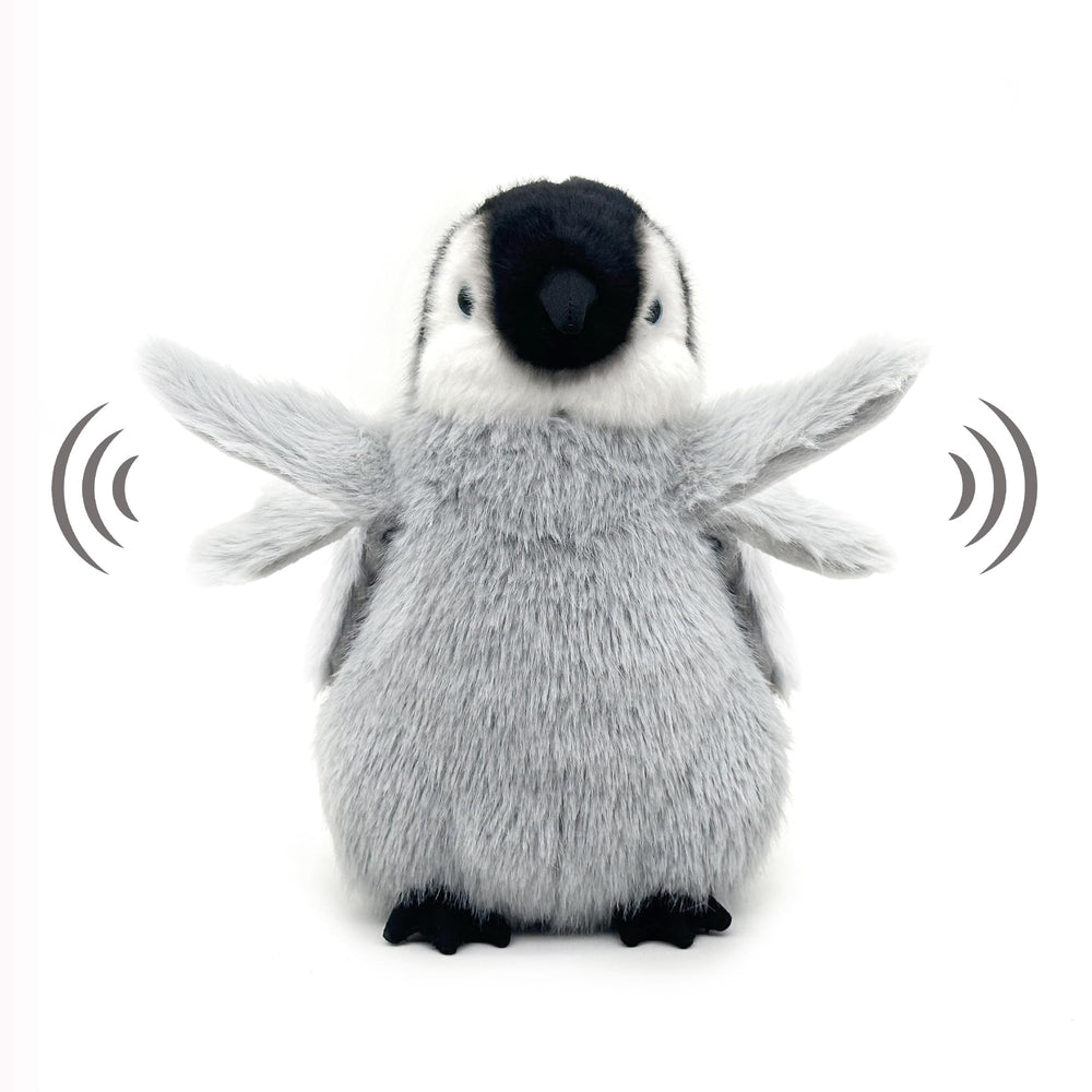 FLUFFYFUN flapping-wing penguin plush with motion feature for interactive play